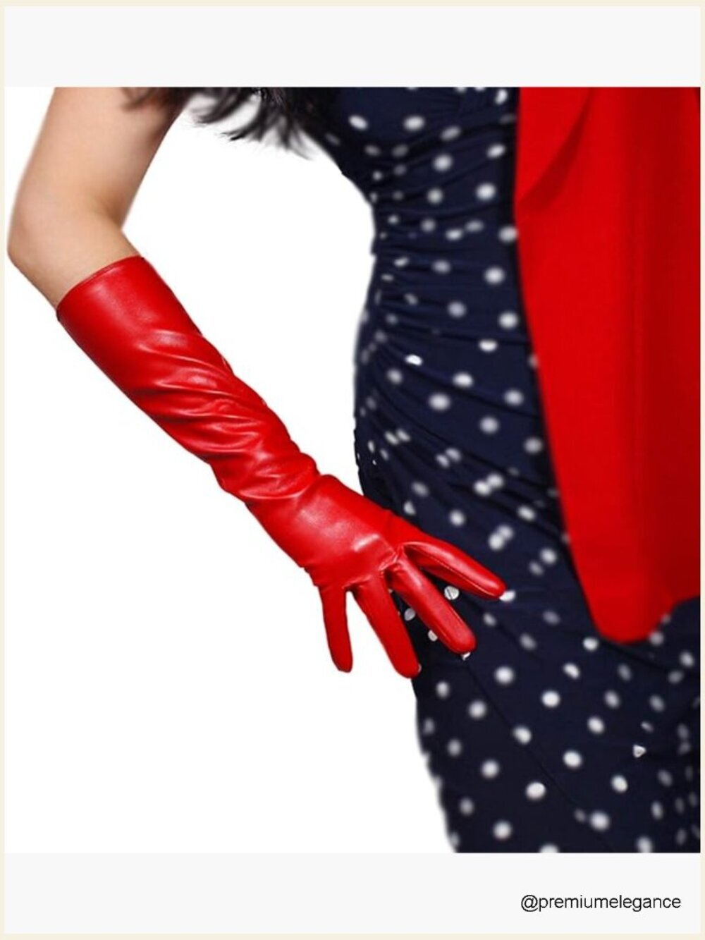 Faux Lambskin Leather Elbow Long Gloves 16in 40cm Opera Evening